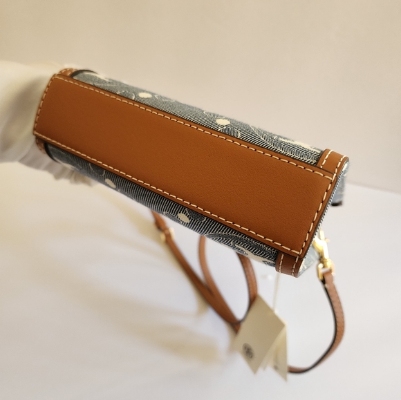 Tory Burch T Monogram Mini Denim Tote Bag - Picture 13 of 17